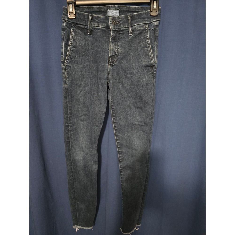 Mother The Looker Prep Skinny Jeans Dark Wash Raw Hem Size 24